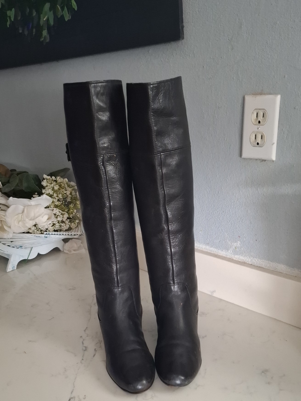 COACH LEATHER OVER THE KNEE BOOTS